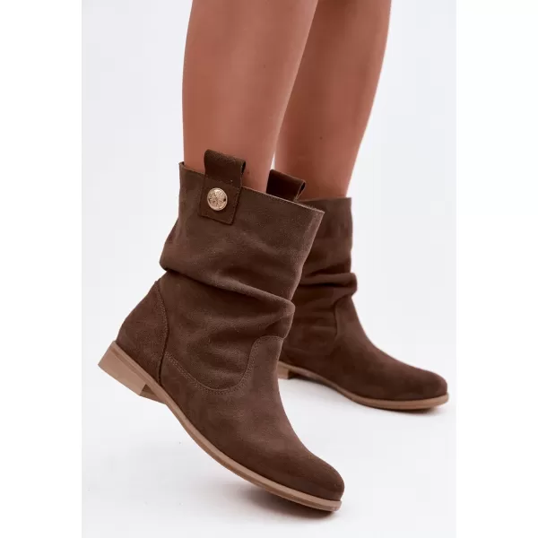  Damen-Stiefeletten ZAZOO 4210 BRAUNES WILDLEDER 