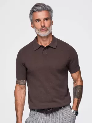 Herren-Poloshirt OMBRE OM-POSS-0178 DUNKELBRAUN