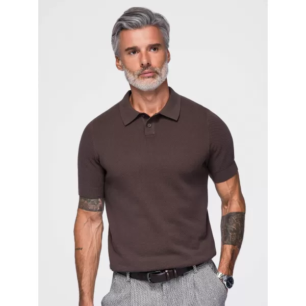  Herren-Poloshirt OMBRE OM-POSS-0178 DUNKELBRAUN 