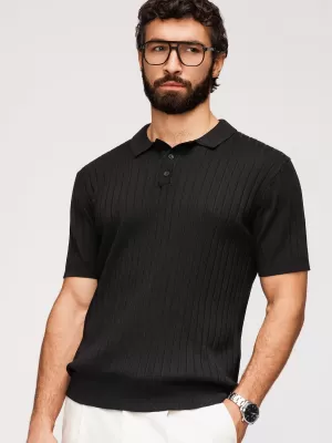 Herren-Poloshirt OMBRE OM-POSS-0180 SCHWARZ