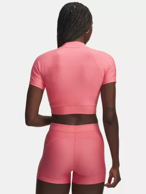 Damen-T-Shirt UNDER ARMOUR HEATGEAR CROP MOCK SS 6010006-600 ROSA