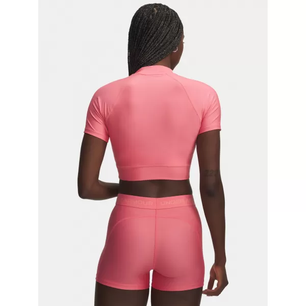  Damen-T-Shirt UNDER ARMOUR HEATGEAR CROP MOCK SS 6010006-600 ROSA 