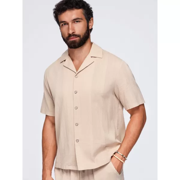  Herrenhemd OMBRE OM-SHSS-0221 HELLBRAUN 