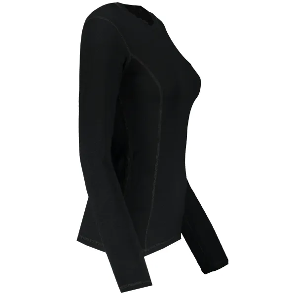  Damen-Thermoshirt mit langen Ärmeln SENSOR DOUBLE FACE MERINO WOOL 15100029 SCHWARZ 