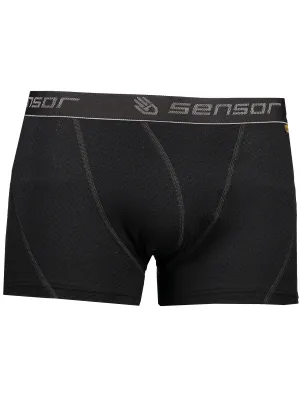 Herren-Boxershorts SENSOR Double Face Merino Wool SCHWARZ