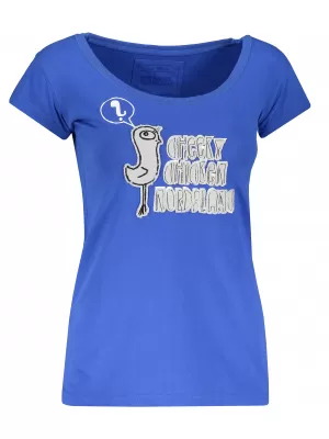 Damen-T-Shirt mit kurzen Ärmeln NORDBLANC NBFLT2831 BLAUER GEPARD