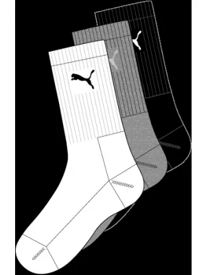 Sportsocken PUMA SPORT 3-PACK 88035510 WEIß/GRAU/SCHWARZ