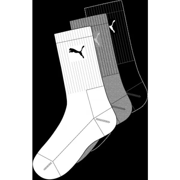  Sportsocken PUMA SPORT 3-PACK 88035510 WEIß/GRAU/SCHWARZ 