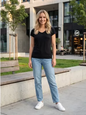Frauen t -Shirt mit kurzen Ärmeln SAM 73 WT 774 SCHWARZ