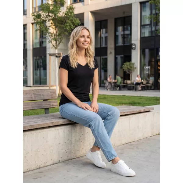  Frauen t -Shirt mit kurzen Ärmeln SAM 73 WT 774 SCHWARZ 