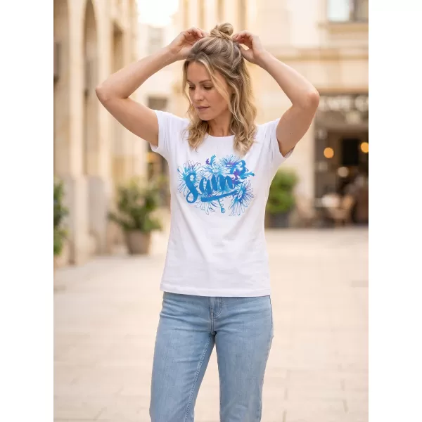  Frauen t -Shirt mit kurzen Ärmeln SAM 73 LTSP540 WEIß 