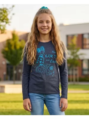 Girl's T -Shirt mit langen Ärmeln SAM 73 GT 531 DUNKELBLAU