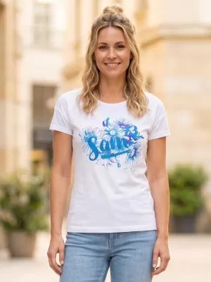 Frauen t -Shirt mit kurzen Ärmeln SAM 73 LTSP540 WEIß