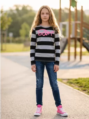 Girl's T -Shirt mit langen Ärmeln SAM 73 GT 534 HELLGRAU