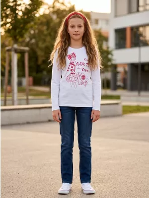 Girl's T -Shirt mit langen Ärmeln SAM 73 GT 531 WEIß