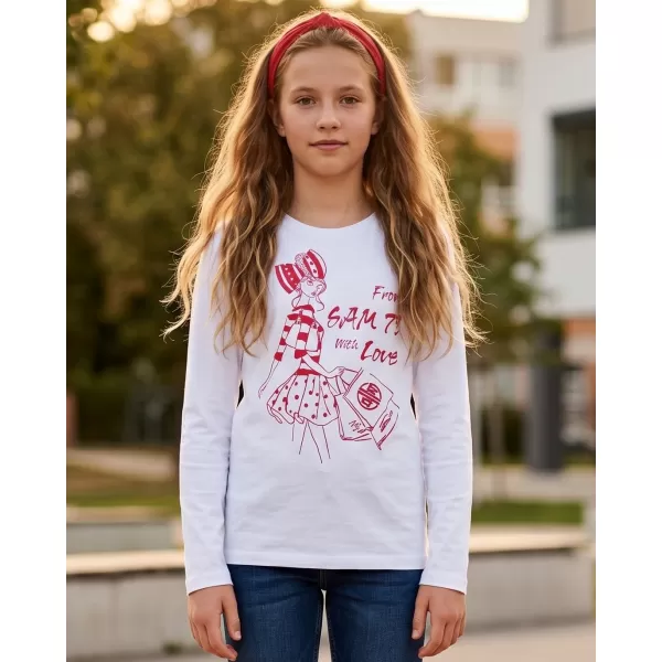  Girl's T -Shirt mit langen Ärmeln SAM 73 GT 531 WEIß 