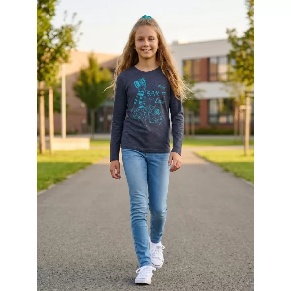  Girl's T -Shirt mit langen Ärmeln SAM 73 GT 531 DUNKELBLAU 