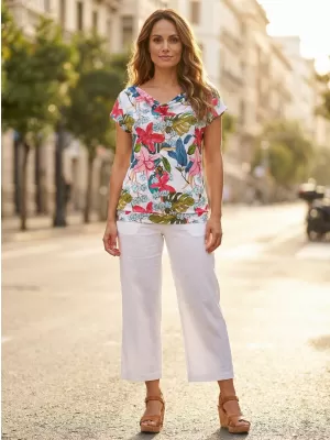 Damen-T-Shirt mit kurzen Ärmeln KIXMI JACINTA WEIß