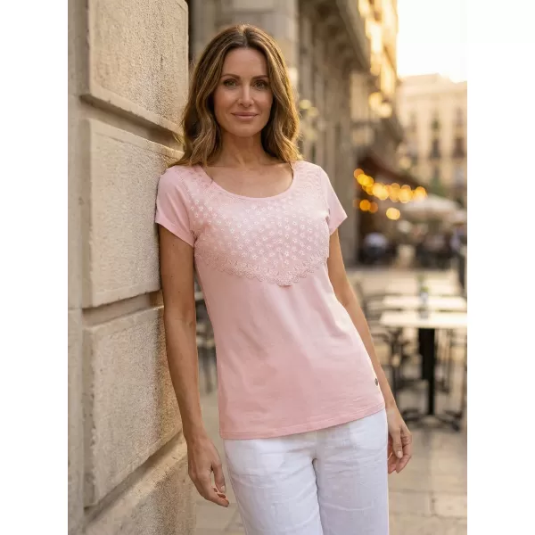  Damen-T-Shirt mit kurzen Ärmeln KIXMI JASMINA HELL-PINK 
