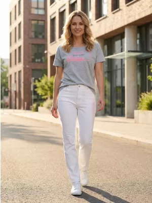 Frauen t -Shirt mit kurzen Ärmeln SAM 73 WT 803 HELLGRAU