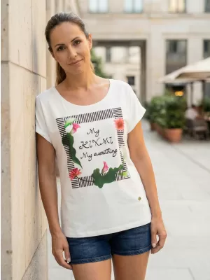 Damen-T-Shirt mit kurzen Ärmeln KIXMI JENNY WEIß