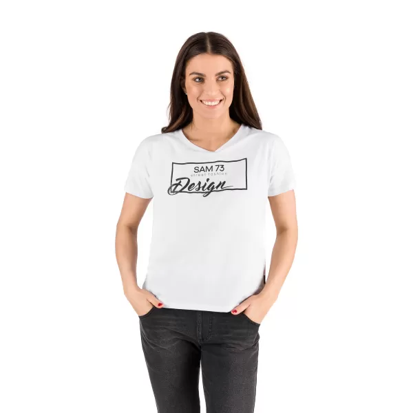  Frauen t -Shirt mit kurzen Ärmeln SAM 73 WT 803 WEIß 