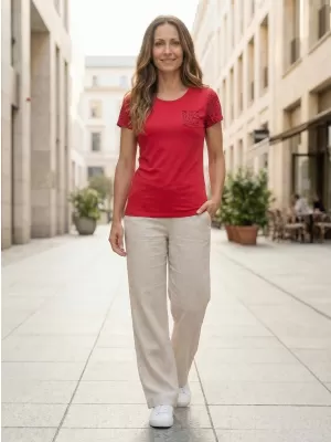 Frauen t -Shirt mit kurzen Ärmeln SAM 73 WT 800 ROT