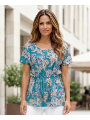 Damen-T-Shirt mit kurzen Ärmeln KIXMI JANELLA BLAU