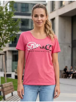 Frauen t -Shirt mit kurzen Ärmeln SAM 73 WT 801 ROSA