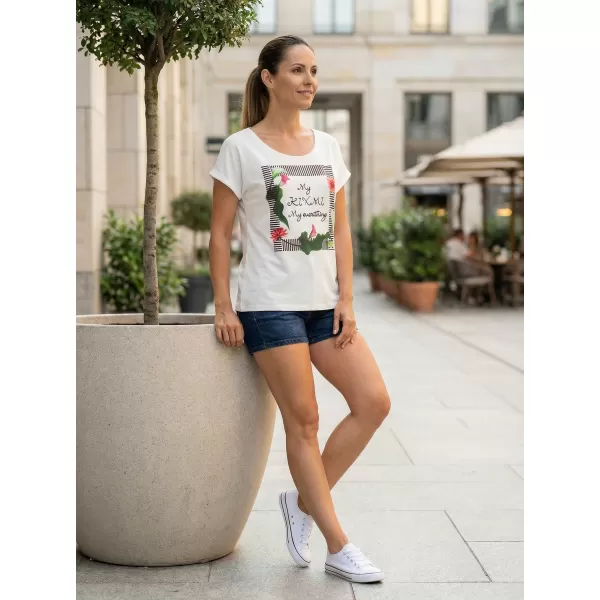  Damen-T-Shirt mit kurzen Ärmeln KIXMI JENNY WEIß 