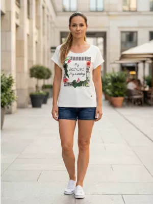 Damen-T-Shirt mit kurzen Ärmeln KIXMI JENNY WEIß