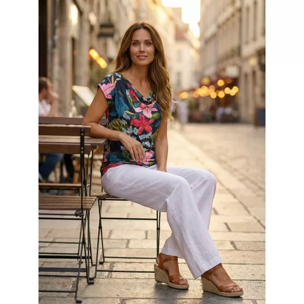  Damen-T-Shirt mit kurzen Ärmeln KIXMI JACINTA DUNKELBLAU 
