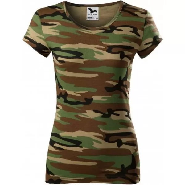  Damen-T-Shirt MALFINI CAMO PURE 122 TARNBRAUN 