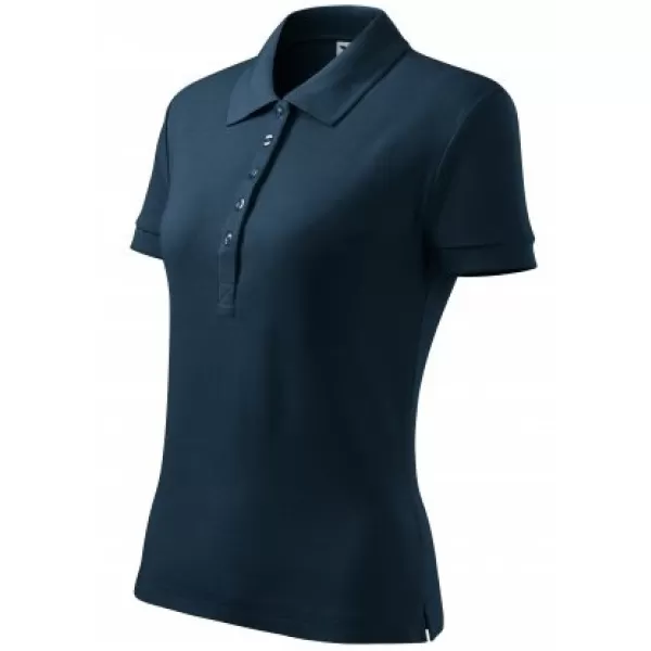  Damen-T-Shirt mit Kragen MALFINI COTTON 213 MARINEBLAU 