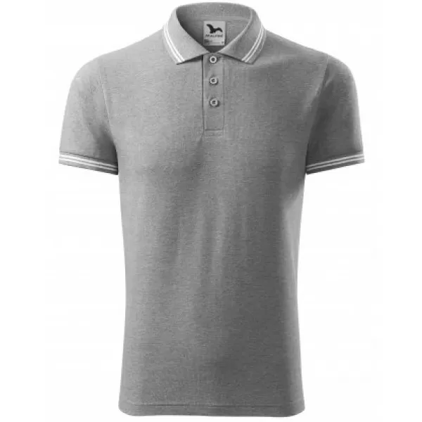  Herren-T-Shirt mit Kragen MALFINI URBAN 219 DUNKELGRAUE HIGHLIGHTS 