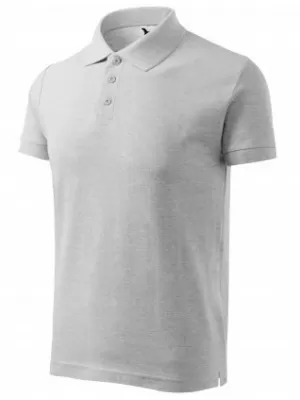 Herren-T-Shirt mit Kragen MALFINI COTTON 212 HELLGRAUE AKZENTE