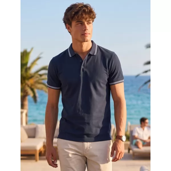 Herren-T-Shirt mit Kragen MALFINI URBAN 219 MARINEBLAU 