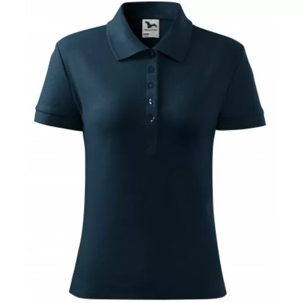  Damen-T-Shirt mit Kragen MALFINI COTTON 213 MARINEBLAU 
