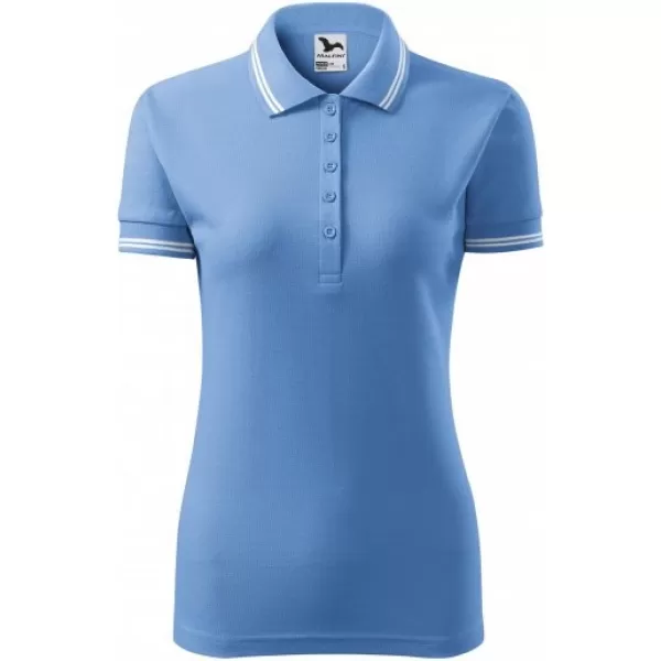  Damen-T-Shirt mit Kragen MALFINI URBAN 220 HIMMELBLAU 