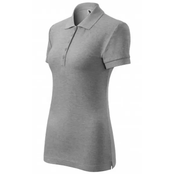  Damen-T-Shirt mit Kragen MALFINI COTTON 213 DUNKELGRAUE HIGHLIGHTS 