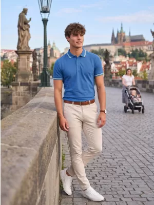 Herren-T-Shirt mit Kragen MALFINI URBAN 219 AZURBLAU
