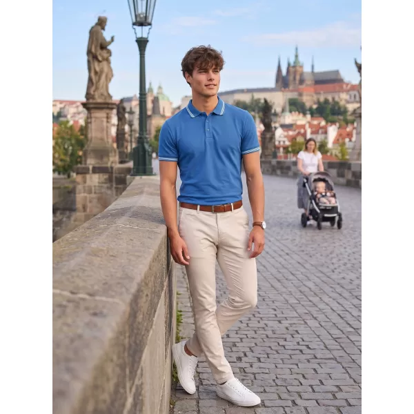  Herren-T-Shirt mit Kragen MALFINI URBAN 219 AZURBLAU 