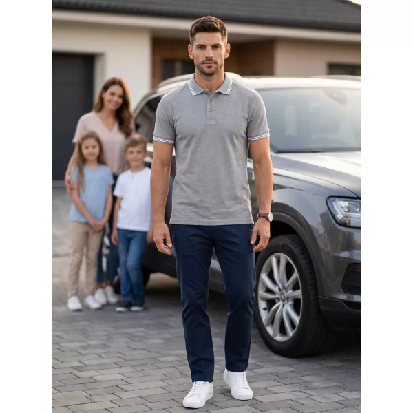  Herren-T-Shirt mit Kragen MALFINI URBAN 219 DUNKELGRAUE HIGHLIGHTS 