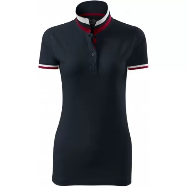  Damen-T-Shirt mit Kragen MALFINI PREMIUM COLLAR UP 257 DUNKLES MARINEBLAU 