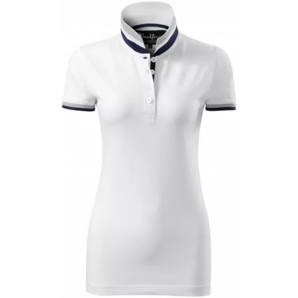  Damen-T-Shirt mit Kragen MALFINI PREMIUM COLLAR UP 257 WEIß 