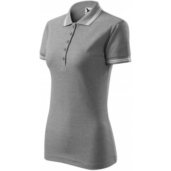  Damen-T-Shirt mit Kragen MALFINI URBAN 220 DUNKELGRAUE HIGHLIGHTS 