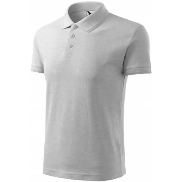 Herren-T-Shirt mit Kragen MALFINI PIQUE POLO 203 HELLGRAUE AKZENTE 