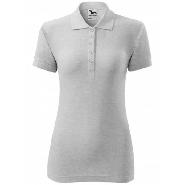  Damen-T-Shirt mit Kragen MALFINI COTTON 213 HELLGRAUE AKZENTE 
