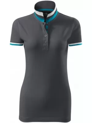 Damen-T-Shirt mit Kragen MALFINI PREMIUM COLLAR UP 257 HELLES ANTHRAZIT