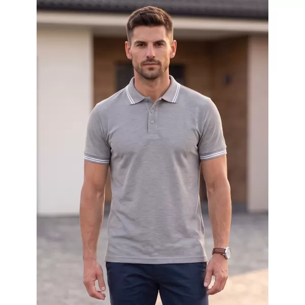  Herren-T-Shirt mit Kragen MALFINI URBAN 219 DUNKELGRAUE HIGHLIGHTS 
